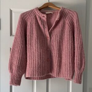Sezane Emile cardigan in mottled pink, size XS.